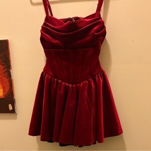Windsor Red Velvet Fit-and-Flare Mini Dress